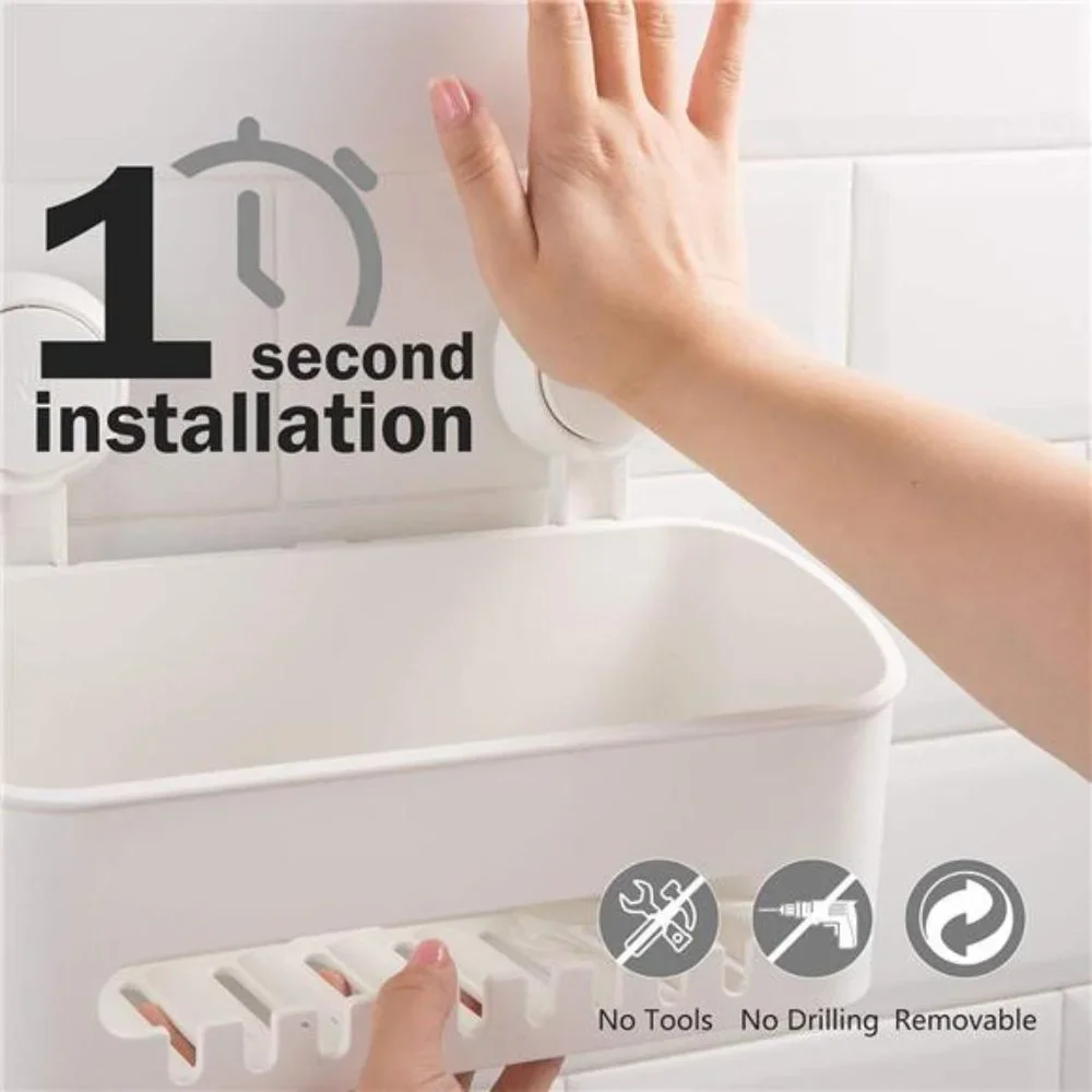 Shower Caddy Suction Cup Shower Shelf Suction Shower Basket Removable Powerful